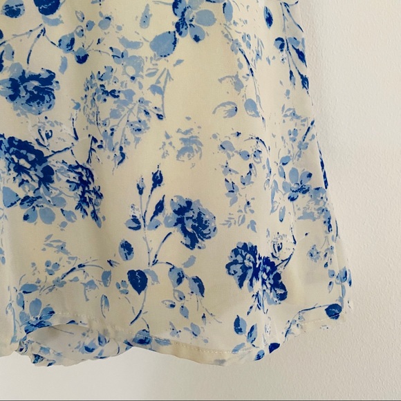 Japna Blue/Tan Floral Romper with Keyhole Neckline - Picture 4 of 8